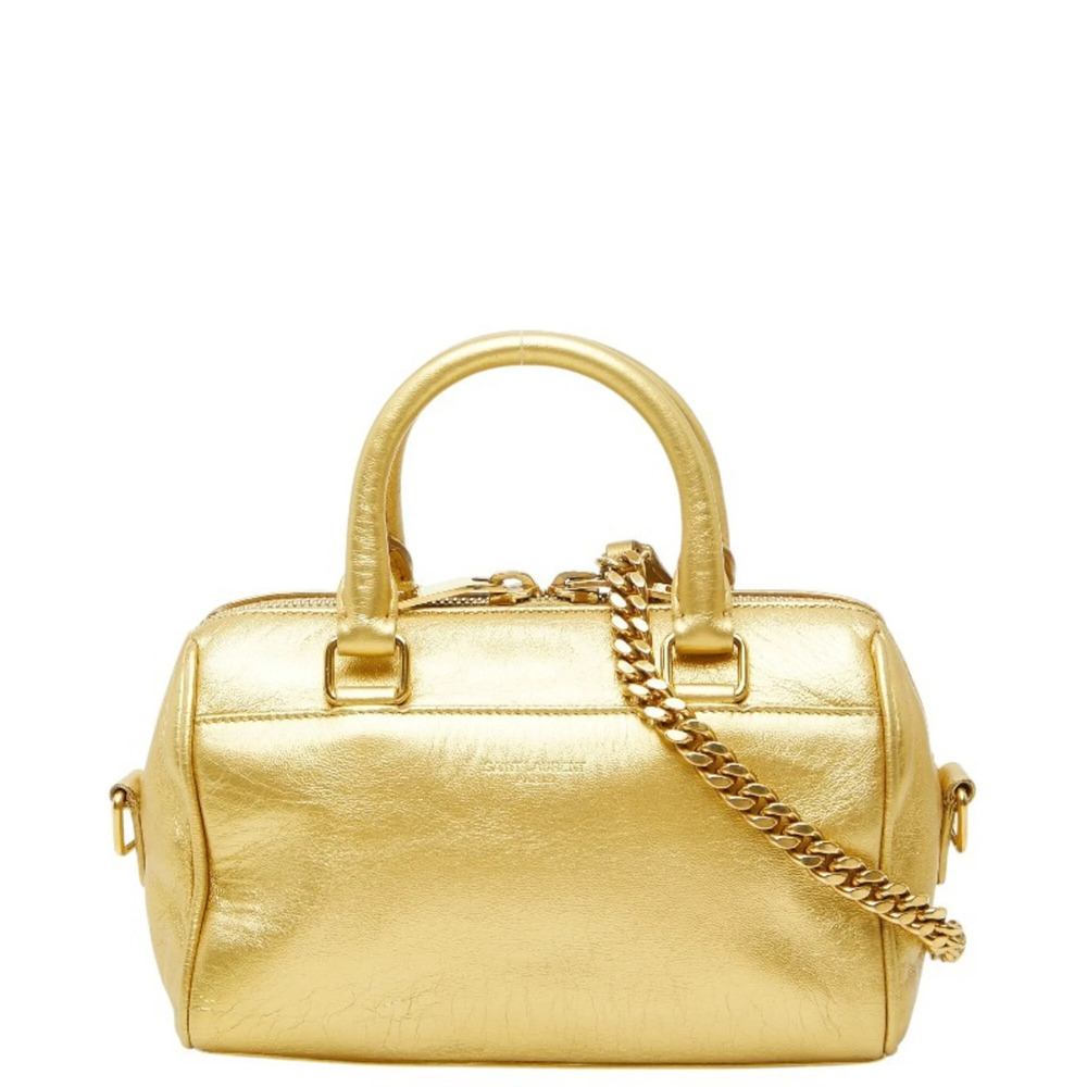 Saint Laurent Baby Duffle Handbag/Shoulder Bag, 2-Way, Gold Leather, Women's.